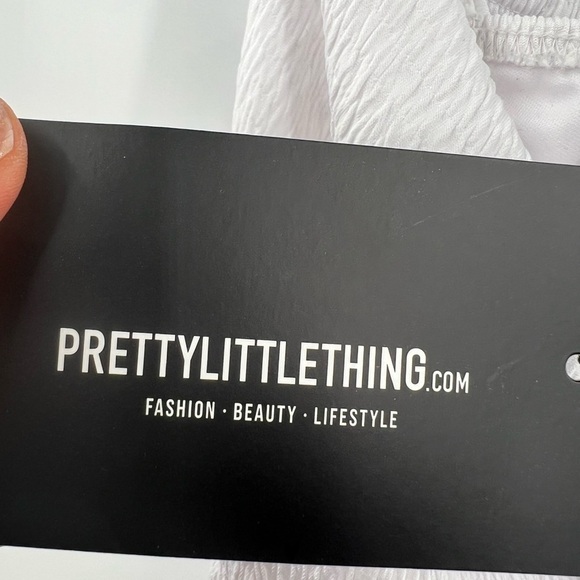 PrettyLittleThing white crinkled texture ruched cowl neck dress 4 - Picture 5 of 8